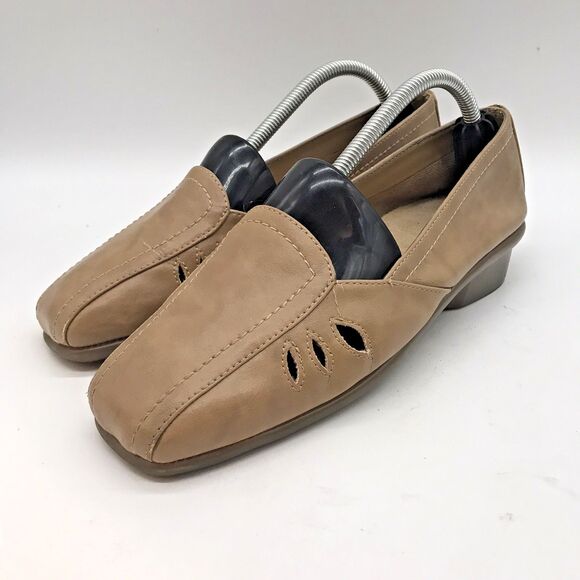 Aerosoles Medieval Tan Wedge Women’s 7M Faux Leather Square Toe  Comfort Shoes - Picture 3 of 10